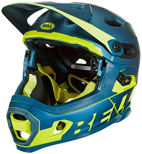 Mountain Bike Helmet : Bell Unisex's Super DH MIPS MTB Helmet, Matt / Gloss Blue / Hi-Viz, M 55-59cm