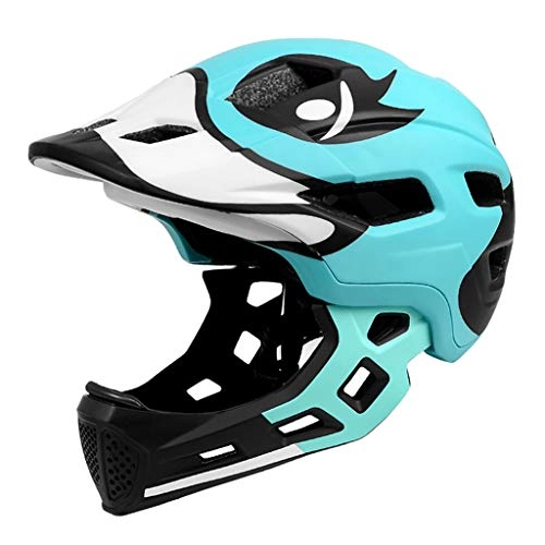 Mountain Bike Helmet : Beylore Kids Bike Helmet Full Face Helmet Detachable Chin Adjustable Mountain Bike Helmet Mtb Lightweight Breathable Safety Helmet for Cycling Skating Scooter Roller Age 5-10, Blue