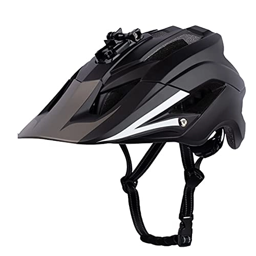 Mountain Bike Helmet : Bicycle Bike Helmet, Cycling Helmet Can Install Sports Camera Flashlight Mountain Bike Helmet with LED Safety Tail Light for Men And Women 57-61CM, A