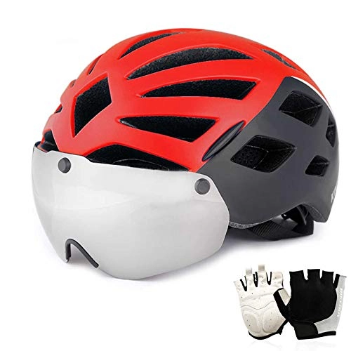 Mountain Bike Helmet : Bicycle bike helmet, Cycling Helmet Magnetic Goggles Glove Ventilation Safety Cycling Helmet for Road / Mountain / MTB Bike Adults Men and Women 21-24 In, B