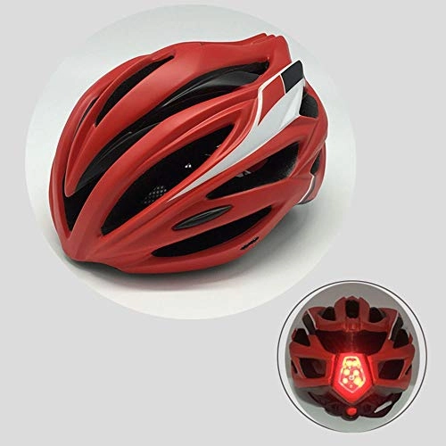 Mountain Bike Helmet : Bicycle Helmet Cycling Helmet With Light Helmet Integrated Bicycle Helmet Roller Skating Helmet Men and Women Riding Breathable Safety Helmet LPLHJD (Color : Red)