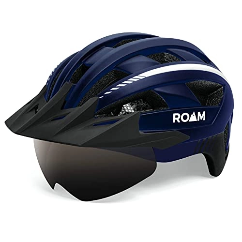 Mountain Bike Helmet : Bicycle Helmet Men with Visor for Bike Helmet, Womans Bicycle Helmet Road Mountain Bike Helmet ROAM (Navy Blue)