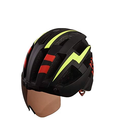Mountain Bike Helmet : Bicycle Helmet Mountain Road Cycle Helmet with Magnetic Goggles Adjustable Helmet for Men Women Black Green