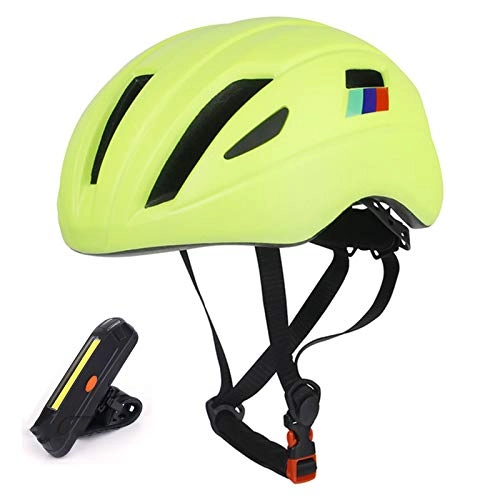 Mountain Bike Helmet : Bicycle Helmet, Road / Mountain Riding Helmet with LED Safety Bike Taillight Ventilation Lightweight MTB Cycle Helmet Adjustable Size for Men Women 22-24In, Green