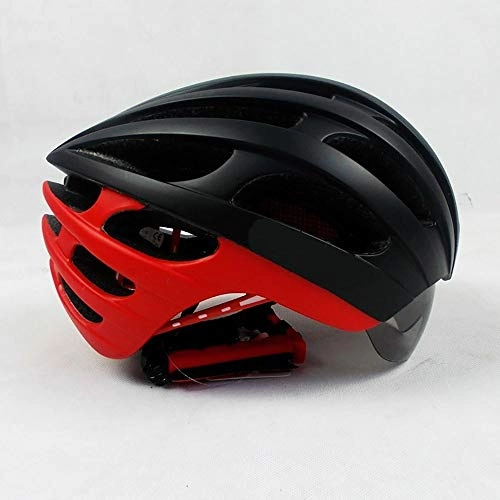 Mountain Bike Helmet : Bicycle Helmet Ultralight Riding Helmet with Goggles Integrated Bicycle Helmet Mountain Bike Protective Equipment Breathable Safety LPLHJD (Color : Red)