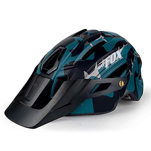 Mountain Bike Helmet : Bicycle Helmet with Rear Light, CE Certified Adjustable Specialized Mountain & Road Cycle Helmet For Super Light Bike Helmet Adult Bike Helmet, (Dark green)
