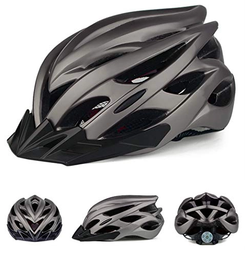 Mountain Bike Helmet : Bicycle Helmet with Rear Light, CE Certified Adjustable Specialized Mountain & Road Cycle Helmet For Super Light Bike Helmet Adult Bike Helmet (Titanium)