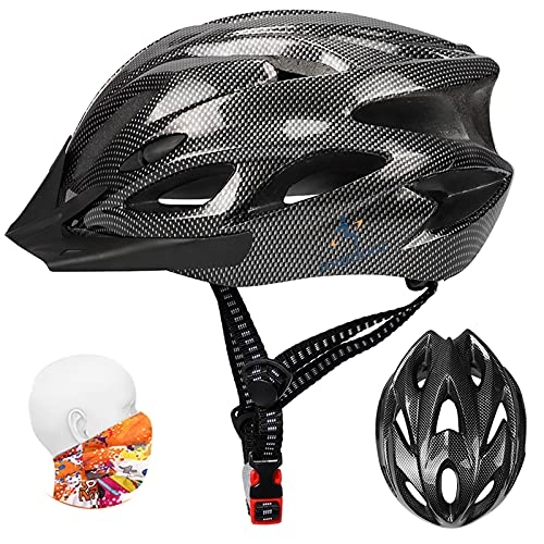 Mountain Bike Helmet : Bike Helmet 56-64CM with Visor, Sport Headwear, 18 Vents, Cycling Bicycle Helmets Adjustable Lightweight Large Adults Mens Womens Ladies for BMX Skateboard MTB Mountain Road Bike Safety(Carbon Black)