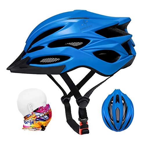 Mountain Bike Helmet : Bike Helmet Adult, Cycle Bicycle Helmets ladies, Adjustable 56-62cm, Insect Net, Detachable Visior, Lightweight 22 Vents Mountain & Road Cycling MTB Helmet for Mens Womens Teenagers Girls (Blue)
