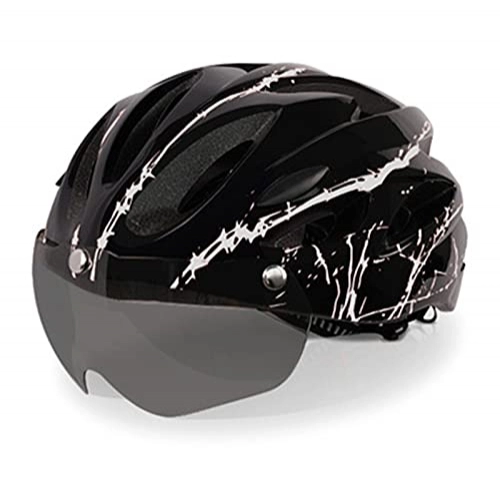Mountain Bike Helmet : Bike Helmet Adults Magnetic Goggle Ultralight MTB Bicycle Helmet Cycling Sports Safety Protective Helmet for Men Women Adjustabl（53-63cm) B, 53-63CM
