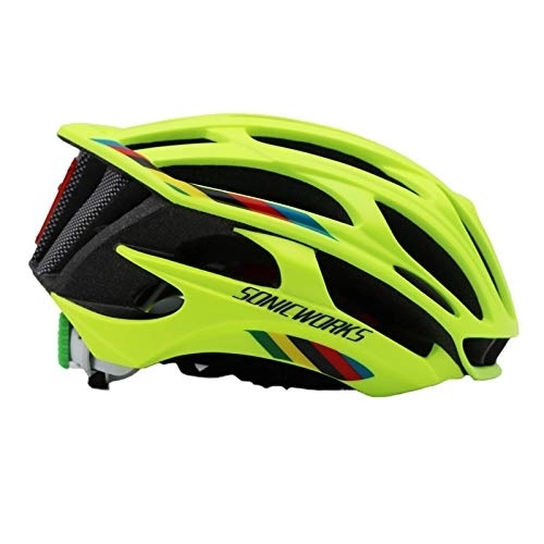 Mountain Bike Helmet : Bike Helmet, Cycle Helmet Bicycle Helmet Cover With Lights MTB Mountain Road Cycling Bike Helmet Men Women (Color : Green L)