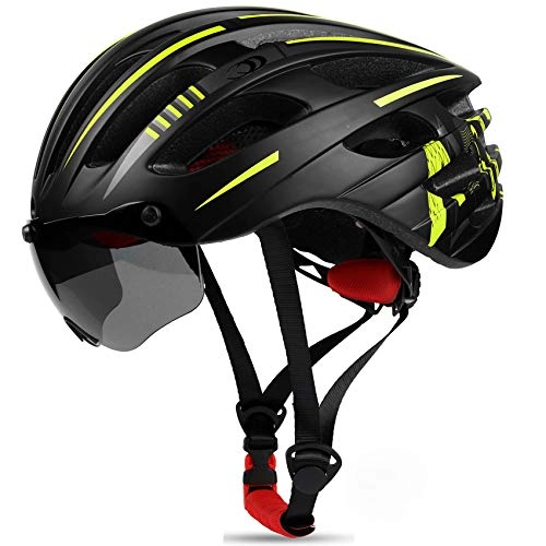 Mountain Bike Helmet : Bike Helmet, KINGLEAD Adult Bicycle Helmet Cpsc&Ce Certified with USB Charging Rear Light&Detachable Magnetic Goggles&Portable Bag Cycling Helmet Adjustable Mountain Road Bike Helmets(Kl-099)