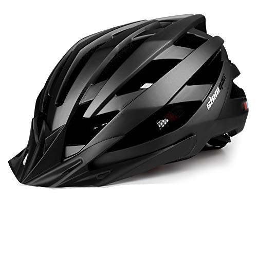 Mountain Bike Helmet : Bike Helmet, KINGLEAD Cycle Helmet with USB Rechargeable LED Light Removable Visor Reflective Straps Portable Bag Lightweight Adjustable Bicycle Helmet Adult Men Women Mountain Road Cycling(KL-025)