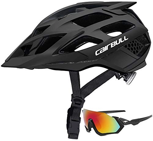 Mountain Bike Helmet : Bike Helmet Lightweight Bicycle Helmets Adjustable Cycle Helmet Adult with Detachable Visor And Goggles for Road Bike Mountain Bicycle Riding Safety Mens Women BMX Riding 20-22 Inch 21-24 Inch, Black, M