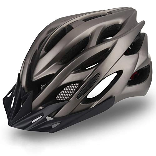 Mountain Bike Helmet : Bike Helmet Men Women, KINGLEAD Cycle Helmet with Rear Light Removable Sun Visor Portable Backpack CE Certified Bicycle Helmet Lightweight Adjustable for Adult Road & Mountain Cycling (KL-10)
