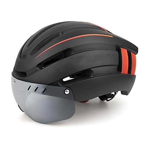 Mountain Bike Helmet : Bike Helmet Mountain Bicycle Helmets with Safety USB Rechargeable LED Back Light Detachable Magnetic Goggles Road Cycling Helmets Adjustable Adult Helmets for Men Women ( Color : B , Size : 57~62cm )