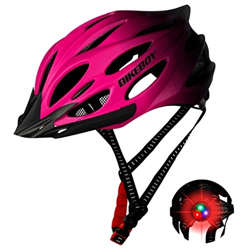 Mountain Bike Helmet : Bike Helmet with Backlight, Sport Headwear, LED Light Cycling Bicycle Helmets Adjustable Adults Mens Womens Ladies Cycling Helmet for BMX Skateboard MTB Mountain Road Bike Safety (Hot Pink)