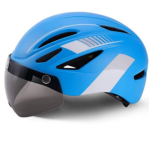Mountain Bike Helmet : Bike Helmet with LED Taillights, Mountain Road Bike Helmet with Magnetic Goggles Shell PC + Internal EPS Lining Adjustable Head Circumference (57-66CM), A Xping (Color : D)