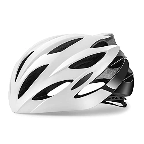 Mountain Bike Helmet : Bike Helmet Yuan Ou Ultralight Racing Cycling Helmet with Sunglasses Intergrally-Molded MTB Bicycle Helmet Mountain Road Bike Helmet M White Black