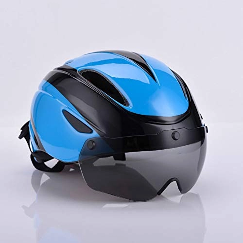Mountain Bike Helmet : Bradoner Flip-Up Helmets Magnetic Goggles Helmet Integrated Bicycle Helmet Mountain Bike Riding Helmet Men And Women Breathable Helmet (Color : Blue)