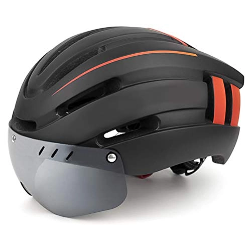 Mountain Bike Helmet : BSTOB Adult Bike Helmet with LED Safety Light, Removable Magnetic Visor Goggles Protective Riding Helmet MTB Mountain Road Safety Helmet