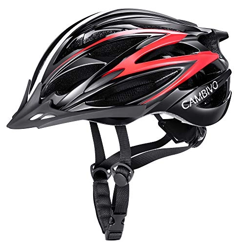Mountain Bike Helmet : CAMBIVO Bike Helmet Men Women, MTB Cycling Helmet Adult with Visor & Reflective Strips Adjustable Lightweight for, Skateboard, Mountain Road Bike, Cycle, 50-68cm