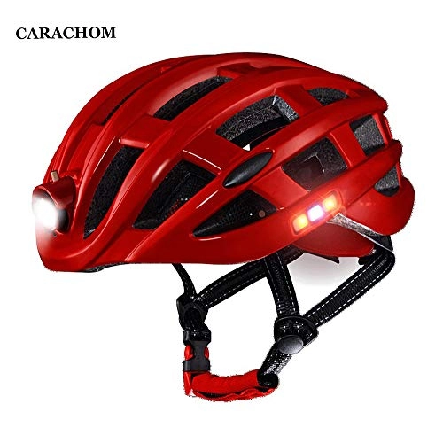 Mountain Bike Helmet : CARACHOME Mountain bike helmet with LED Taillight +Portable Helmet Backpack Adjustable Portable Insect Net bike helmet for Adult Men and Women M L Size (21.25-24 Inches)