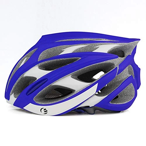 Mountain Bike Helmet : CARBUY 30-Hole Road Mountain Bike Helmet, Head Safety Helmet for Cycling Competition, Professional Design, Breathable Cushioning Lining, One-Piece Helmet, Blue, L57~61CM
