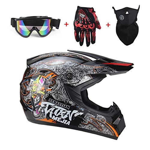 Mountain Bike Helmet : CFYBAO Adult downhill helmet gifts goggles mask gloves BMX MX ATV DH bike race full face integral helmet, B, XL