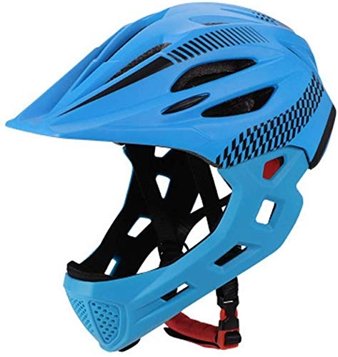 Mountain Bike Helmet : Children's Cycling Helmet, Detachable Full Face Chin Protection Balance Bicycle Safety Helmet with Rear Light & Breathable Holes for Riding / Skateboard / Bike / Scooter