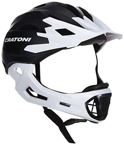 Mountain Bike Helmet : Cratoni Unisex – Adult's C-Maniac All-Round Helmet, Black / White matt, S-M (52-56cm)
