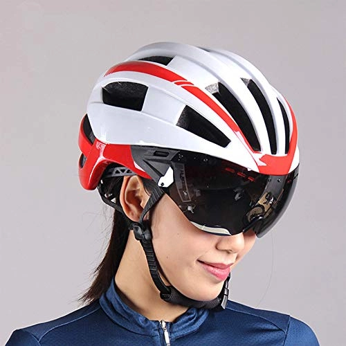 Mountain Bike Helmet : Cycle Bike Helmet, Bicycle Helmet with Detachable Goggles Adjustable Safety Protection And Breathable Cycling Mountain Road Bike Helmets for Adult Women Men, White