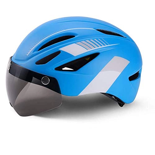 Mountain Bike Helmet : Cycle Bike Helmet, Cycling Mountain Road Bicycle Helmets with Magnetic Goggles Adjustable Adult Safety Protection And Breathable Helmet for Women Men, Blue