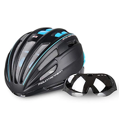 Mountain Bike Helmet : Cycle Bike Mountain Road Bicycle Helmet, with Detachable Goggles Visor Breathable Helmet for Cycling Outdoor Sports Cycle Helmets for Men Women, A