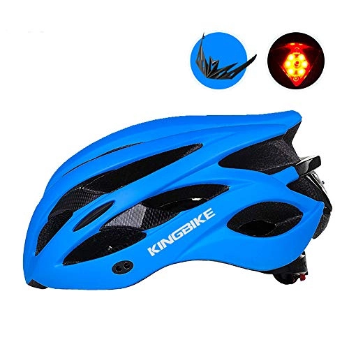 Mountain Bike Helmet : Cycle Helmet with Warning Taillight And Detachable Visor Mountain Bike Road Bike Helme Adjustable Lightweight Adult Safety Cycling Helmets CE Certified Blue
