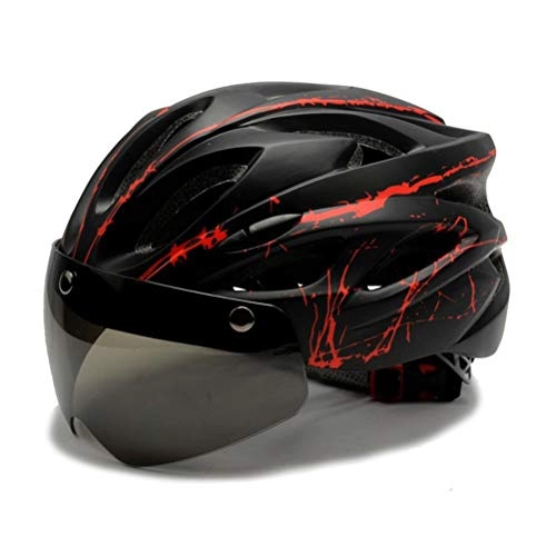 Mountain Bike Helmet : Cycling Helmet Bicycle Helmet Bike Cycling Mtb Road Helmets Ultralight MTB Men Women Mountain Road Safe EPS Mountain Helmet Goggle (Color : Red)