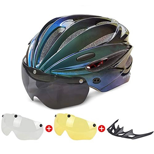 Mountain Bike Helmet : Cycling helmet Bicycle helmet Mountain Road Bikes With Goggles One-piece Cycling Helmets Helmet Unisex Four Seasons Universal Half Helmet Used To Protect The Head Suitable For All Kinds Of Outdoor Cyc