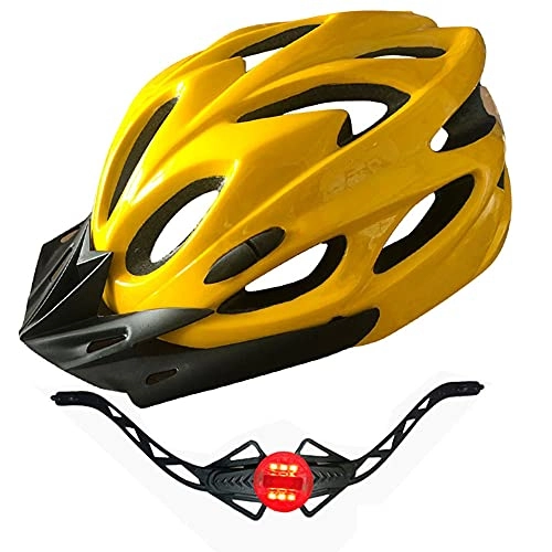Mountain Bike Helmet : Cycling Helmet, Integrated Molding Bicycle Helmet, Adult Riding Bike Helmet with Taillight Suitable for Outdoor Sport, Unisex, Yellow