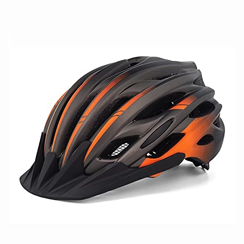 Mountain Bike Helmet : Cycling Helmet Men Road Bike Helmet Breathable Mountain Bike helmet Adjustable Lightweight XL Helmets for Adult 57-62cm (Orange-black)