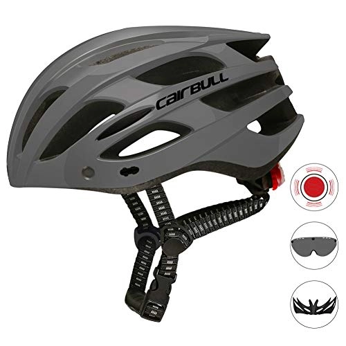Mountain Bike Helmet : CZCJD Cycling Helmet Bikebicycle Helmet Road Mountain Bike Cycling Helmet Configuration Taillights Large Sunshade Helmet Goggles, Gray