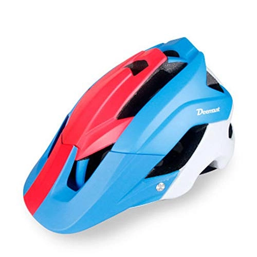 Mountain Bike Helmet : CZCJD Cycling Helmet Bikebicycle Helmets Men Women Bike Helmet Back Light Mtb Mountain Road Bike Integrally Molded Cycling Helmets, Red Blue