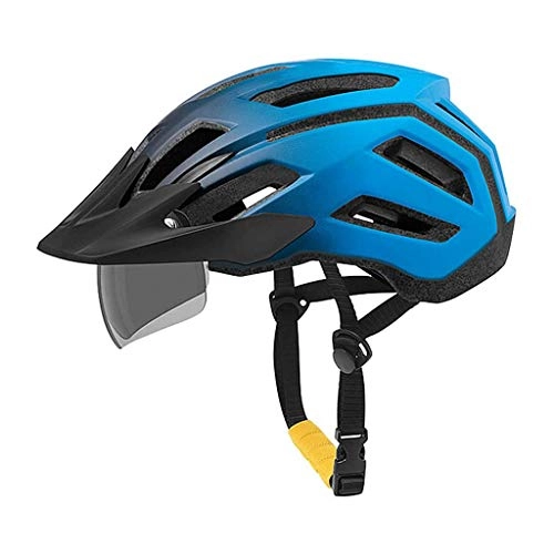 Mountain Bike Helmet : DIMPLEYA Bike Helmet with Detachable Magnetic Goggles Removable Sun Visor Mountain & Road Bicycle Helmets for Men Women Adult Cycling Helmets, black blue