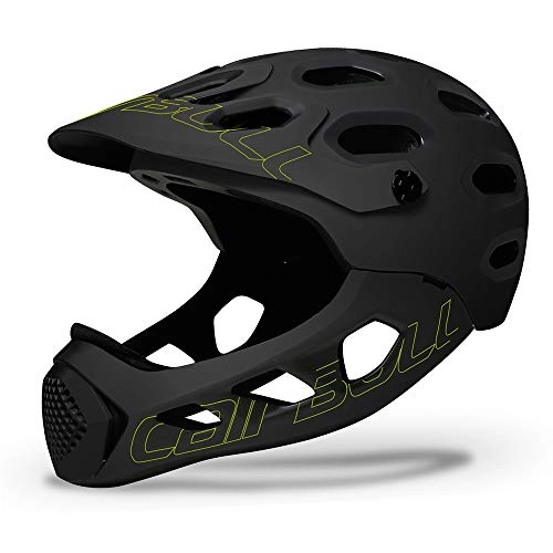 Mountain Bike Helmet : DishyKooker ALLCROSS Mountain Cross-country Bicycle Full Face Helmet Extreme Sports Safety Helmet Black fluorescent yellow M / L (56-62CM)