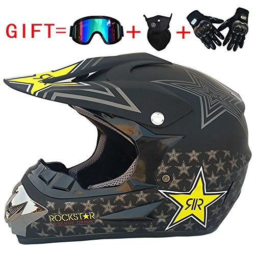 Mountain Bike Helmet : Downhill helmet gifts goggles mask gloves BMX MX ATV bike race full face helmet for man and woman, A, XL(60~61) CM