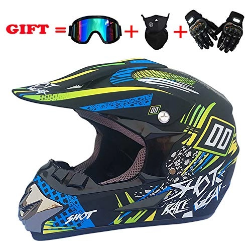 Mountain Bike Helmet : Downhill helmet gifts goggles mask gloves BMX MX ATV bike race full face helmet for man and woman, B, M(56~57) CM
