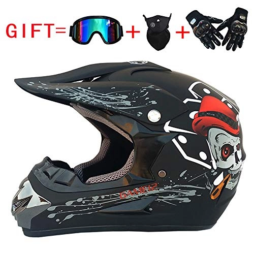 Mountain Bike Helmet : Downhill helmet gifts goggles mask gloves BMX MX ATV bike race full face helmet for man and woman, D, XL(60~61) CM