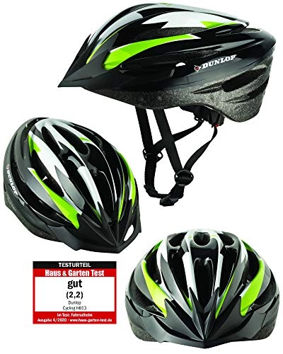 Mountain Bike Helmet : Dunlop HB13 Bicycle Helmet for Women, Men, Kids, EPS Inner Shell, Removable Visor for Optimal Glare Protection, Lightweight MTB City Bike Helmet with Quick Release, green