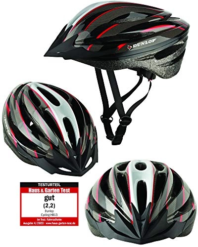 Mountain Bike Helmet : Dunlop HB13 Bicycle Helmet for Women, Men, Kids, EPS Inner Shell, Removable Visor for Optimal Glare Protection, Lightweight MTB City Bike Helmet with Quick Release, red