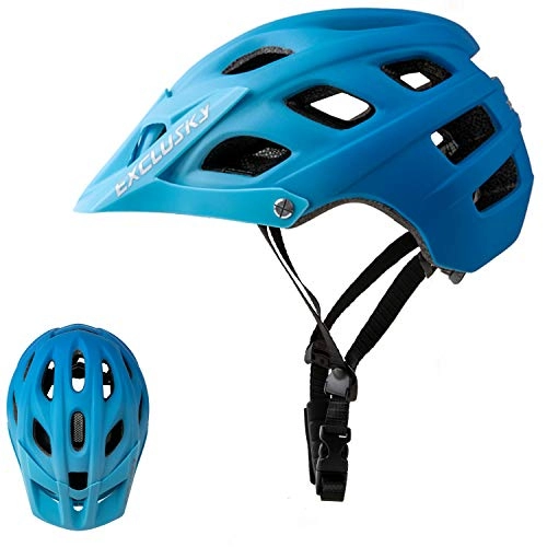 Mountain Bike Helmet : Exclusky Mountain Bike Helmet, Easy Attached Visor Safety Protection Comfortable Lightweight Cycling Mountain & Road Bicycle Helmets for Adult Men Women (gradient blue)