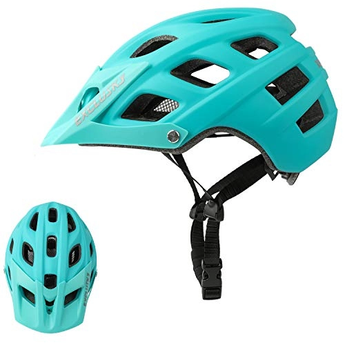 Mountain Bike Helmet : Exclusky Mountain Bike Helmet, Easy Attached Visor Safety Protection Comfortable Lightweight Cycling Mountain & Road Bicycle Helmets for Adult Men Women (Teal)